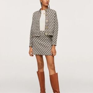 Mango Geometric Print Mini Pencil Skirt